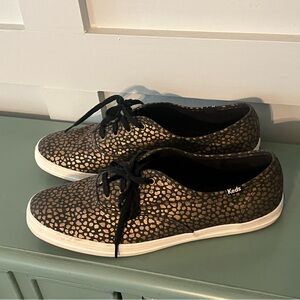 Keds Women's Black and Gold Patterned Sneakers